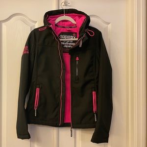 Superdry Black & Pink Jacket Size Medium